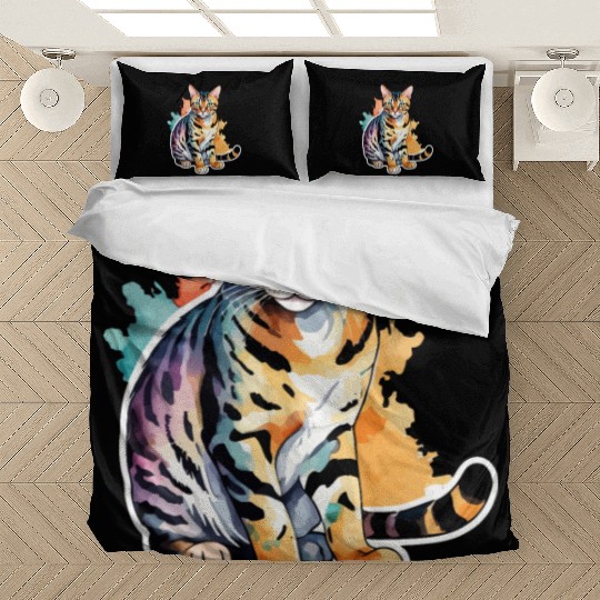 Leopard Cat Watercolor Bedding Sets