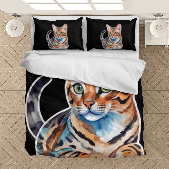 Leopard Cat Watercolor Bedding Sets