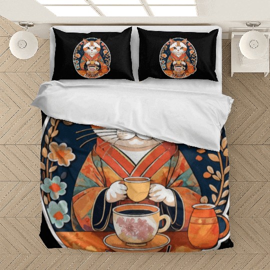 Tea ceremony tea ritual cat drinking tea Bedding Sets