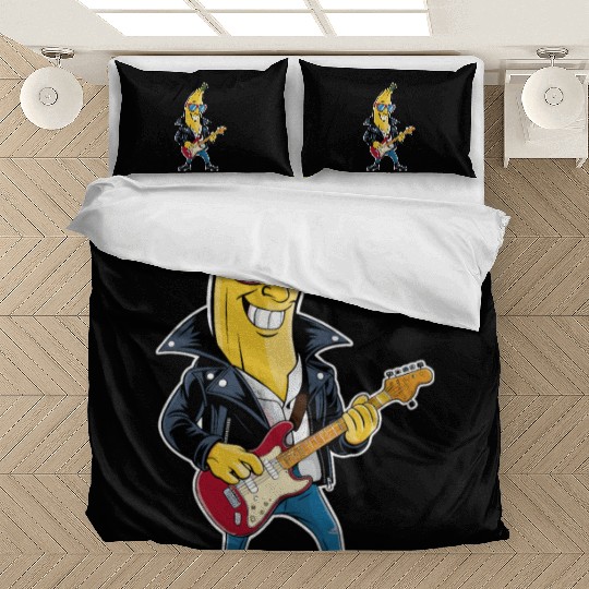 Cool Banana Rockstar Guitar Player in Sunglasses Bedding Sets