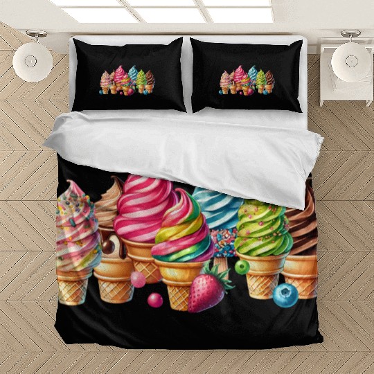 A sweet touch with these colorful ice cream motifs Bedding Sets