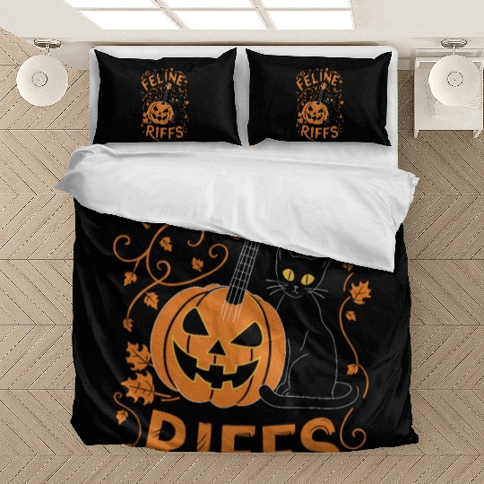 musical pumpkin autumn vibes spooky guitar autumn Bedding Sets