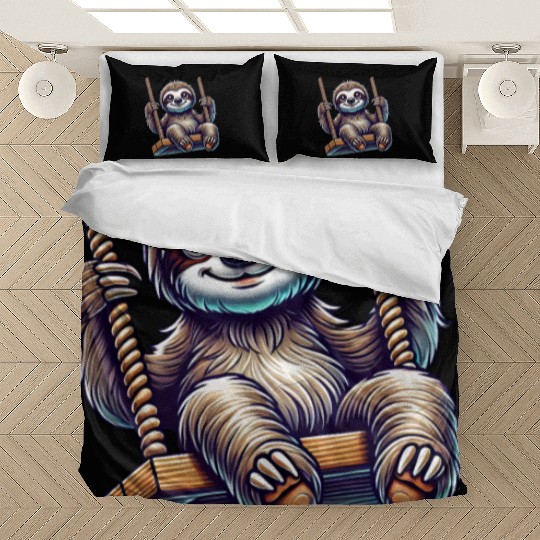 Cute sloth swing cartoon playground animal Bedding Sets