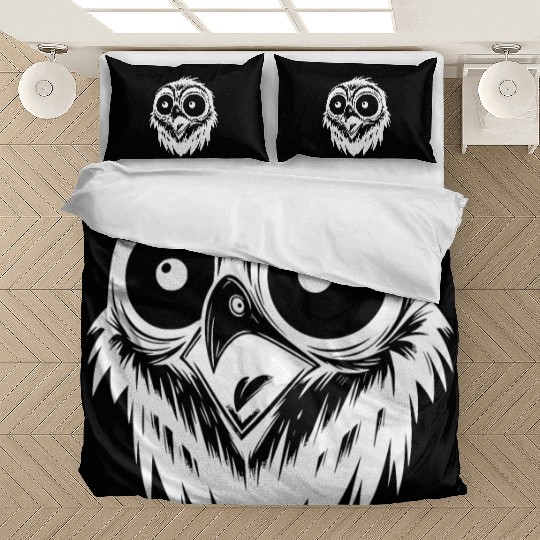 Scared Horror Bird Drawing Bedding Sets