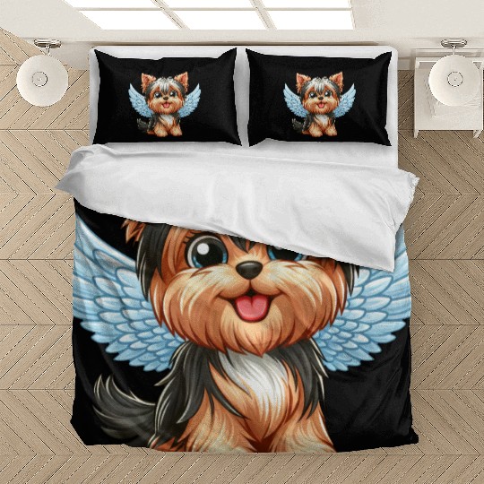 Cute Yorkshire Terrier with angel wings Bedding Sets