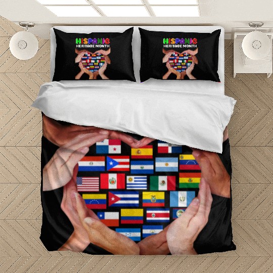 Hispanic Heritage Month All Countries Heart Hands Bedding Sets