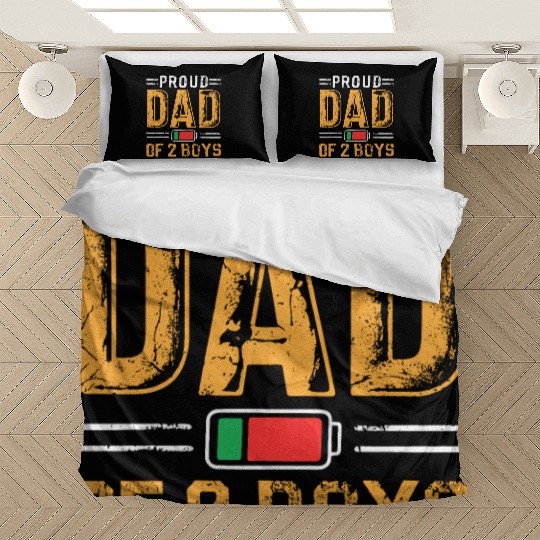 Proud Dad of 2 Boys Daddy Funny Father's Day Bedding Sets