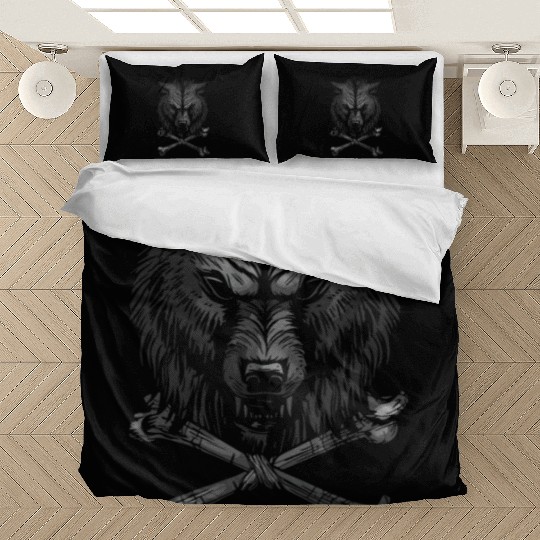 Wolf Skull and Crossbones Bedding Sets