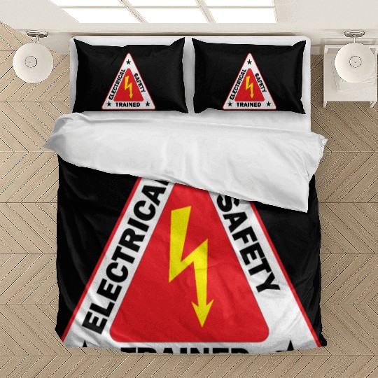 electrical Safety Trained Triangle Warning Sign Bedding Sets