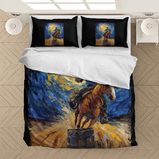 Barrel Racer Barrel Racing Rodeo Starry Night Pain Bedding Sets