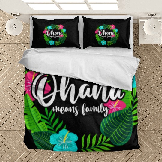 Ohana Means Family Hawaii Hibiscus Hawaiian Flower Bedding Sets