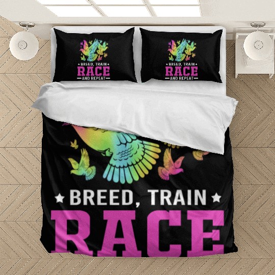 Retro Breed Train Race And Repeat Funny Pigeon Bedding Sets