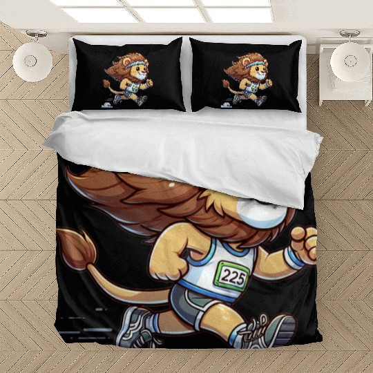 Cute Marathon Runner Lion Bedding Sets
