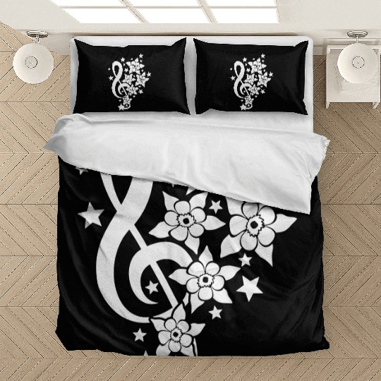 Music Clef Note French Stars Treble Flowers Sound Bedding Sets