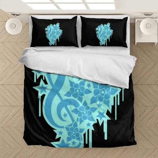 Music Clef Note Stars Graffiti Spray Flowers Sound Bedding Sets