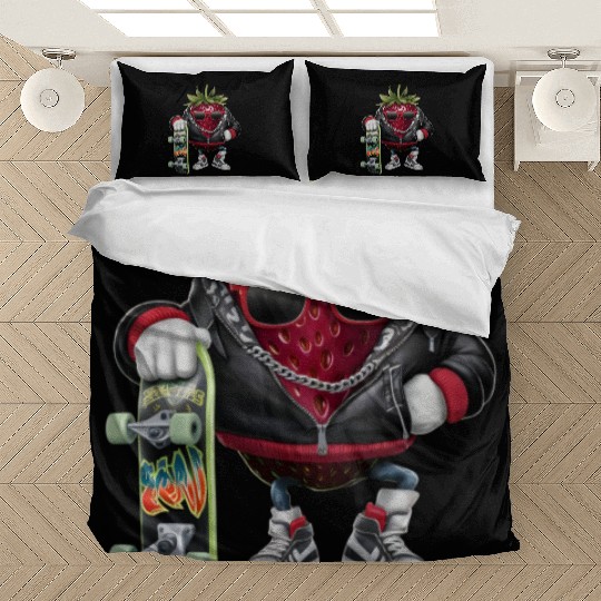 funny skateboarder berry cool lover strawberry Bedding Sets
