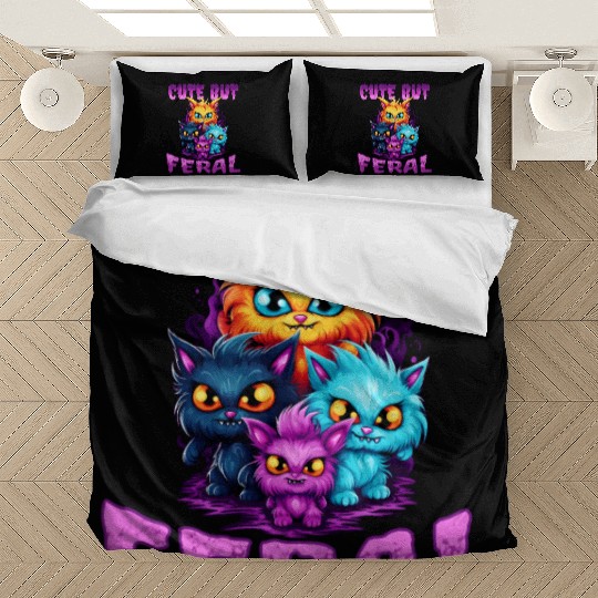Cute but Feral! Wild Cat Party Concert Cat Lovers Bedding Sets