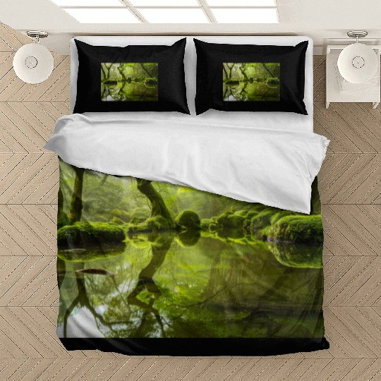 Enchanted Forest Reflections in Tranquil Pond Bedding Sets
