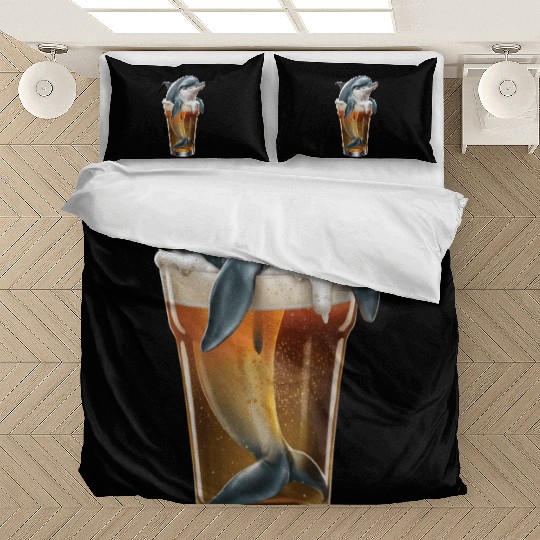 Dolphin Drinking Beer Realistic Bedding Sets