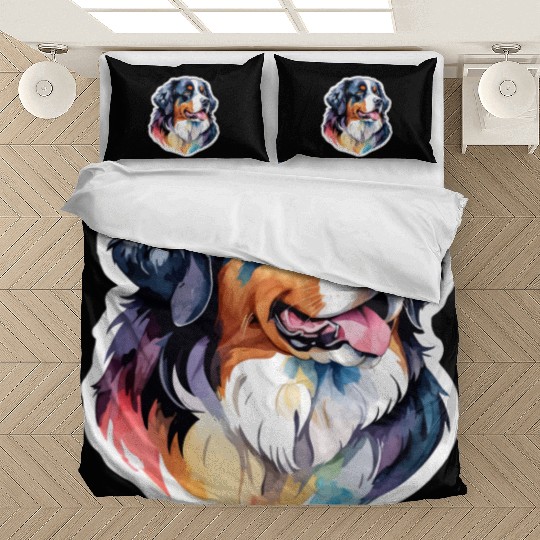 Bernese Mountain Dog Watercolor Bedding Sets