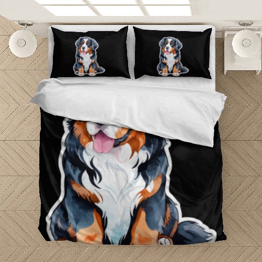 Bernese Mountain Dog Watercolor Bedding Sets