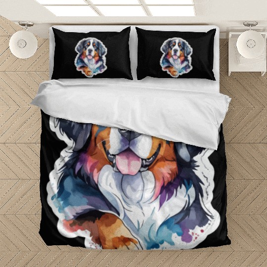 Bernese Mountain Dog Watercolor Bedding Sets