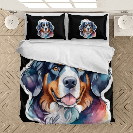 Bernese Mountain Dog Watercolor Bedding Sets