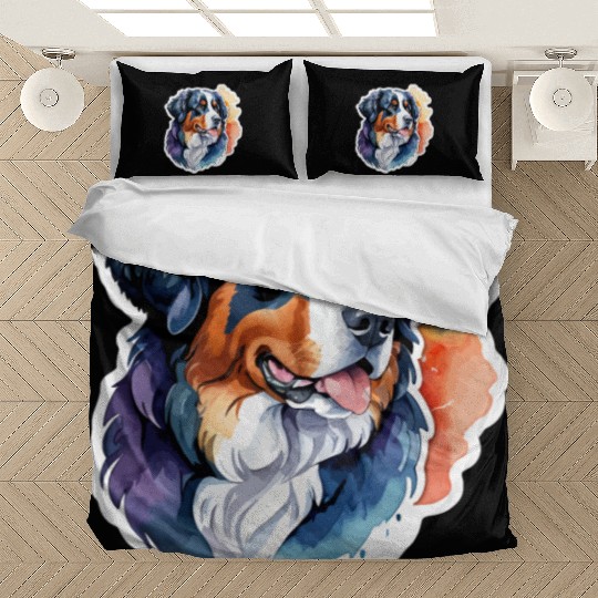 Bernese Mountain Dog Watercolor Bedding Sets