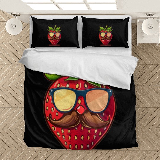 Strawberry Sunglasses Mustache Fruits Bedding Sets