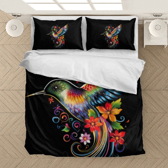 Hummingbird Flowers Colorful Hummindgbird Bedding Sets