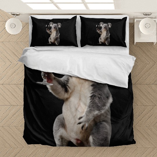 Koala Drinking Wine Realistic Bedding Sets