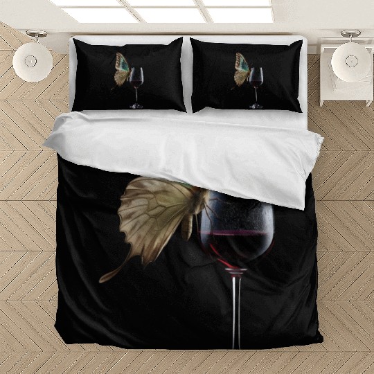 Butterfly Drinking Wine Realistic Bedding Sets