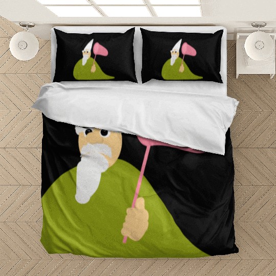 Crawly Gnome Tiny Green Wizard, Funny Green Gnome Bedding Sets