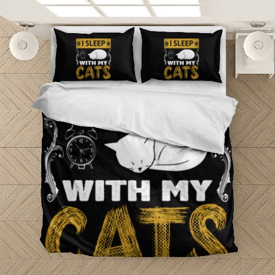 I Sleep With My Cats Funny Cat Lover Design Bedding Sets