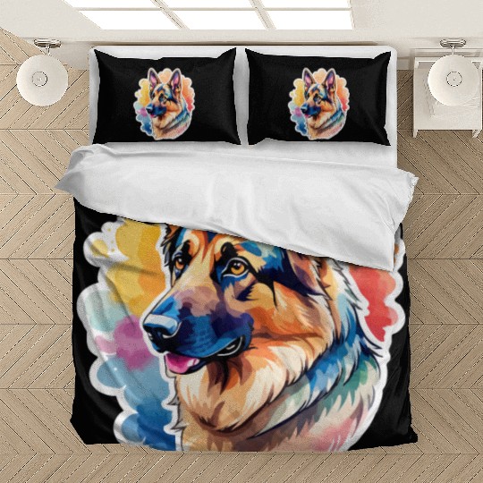 German Shepherd Watercolor Bedding Sets