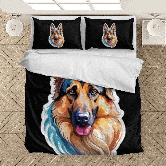 German Shepherd Watercolor Bedding Sets