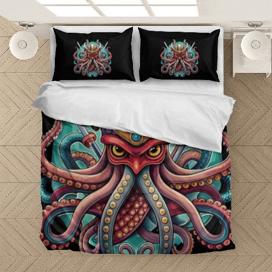 Colorful octopus samurai illustration Bedding Sets