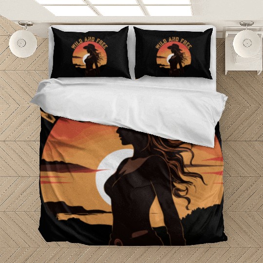 Wild and Free Cowgirl Retro Sunset Bedding Sets