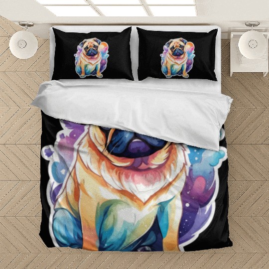 Pug Watercolor Bedding Sets