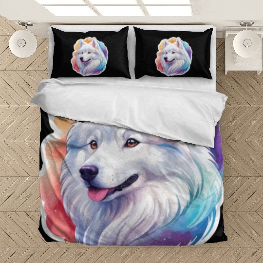 Samoyed Dog Watercolor Bedding Sets