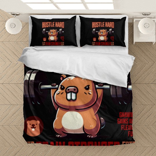Hustle Hard Train Stronger Gym Motivation Bedding Sets