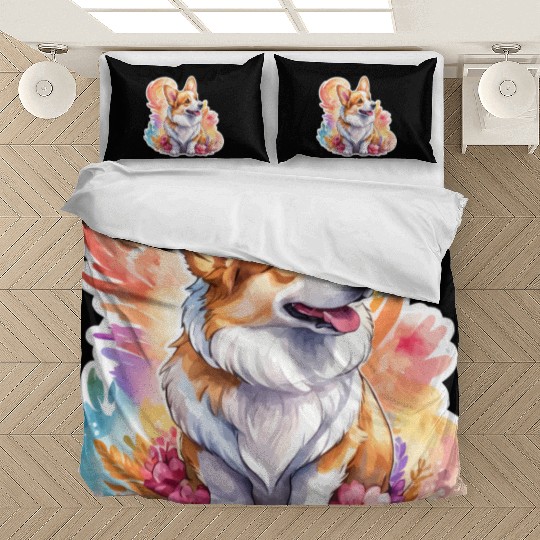 Pembroke Welsh Corgi Watercolor Bedding Sets