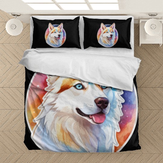 Siberian Husky Watercolor Bedding Sets