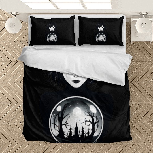 Witchy Woman Gazing into a Crystal Ball Bedding Sets