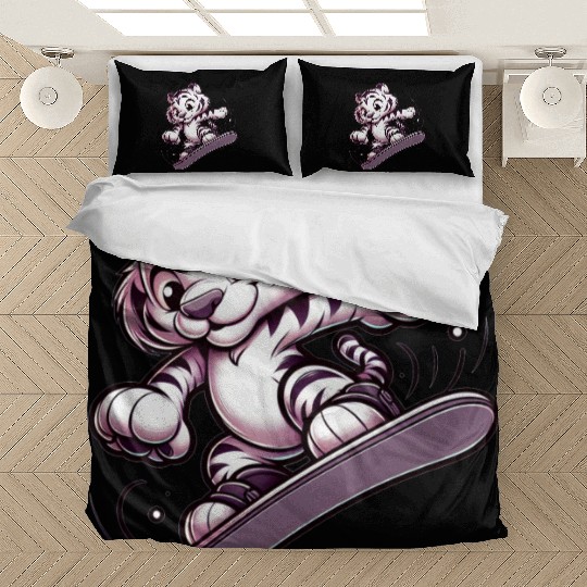 Cute Snowboarder Tiger Bedding Sets