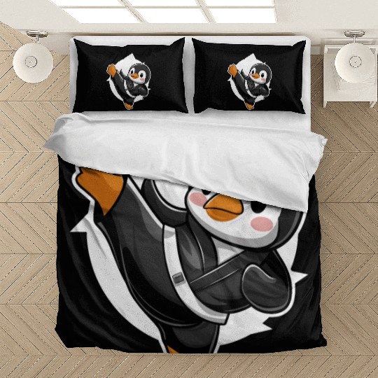 Martial Arts Penguin in Black Belt Uniform Bedding Sets