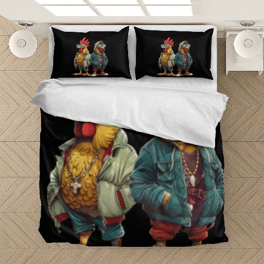 Streetwear-clad chickens with style Bedding Sets