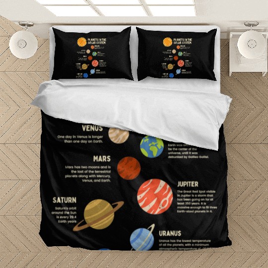 Colorful Solar System Planets Space Science Bedding Sets