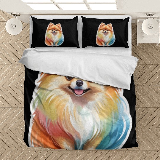 Pomeranian Watercolor Bedding Sets