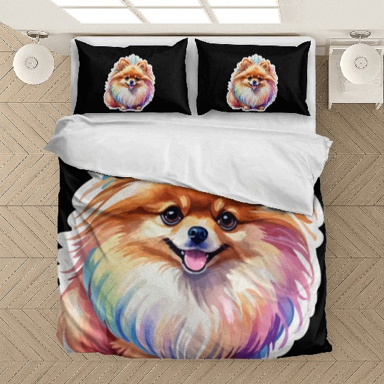 Pomeranian Watercolor Bedding Sets